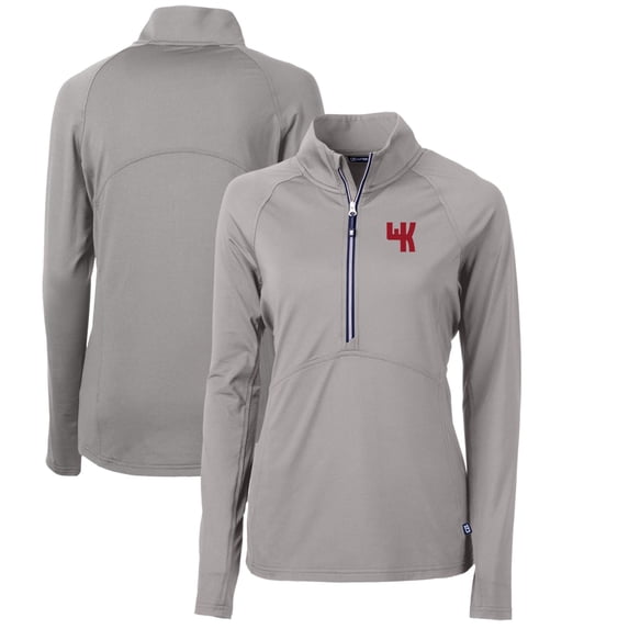 Women's Cutter & Buck Gray Western Kentucky Hilltoppers Adapt Eco Knit Stretch Recycled Half-Zip Pullover Top