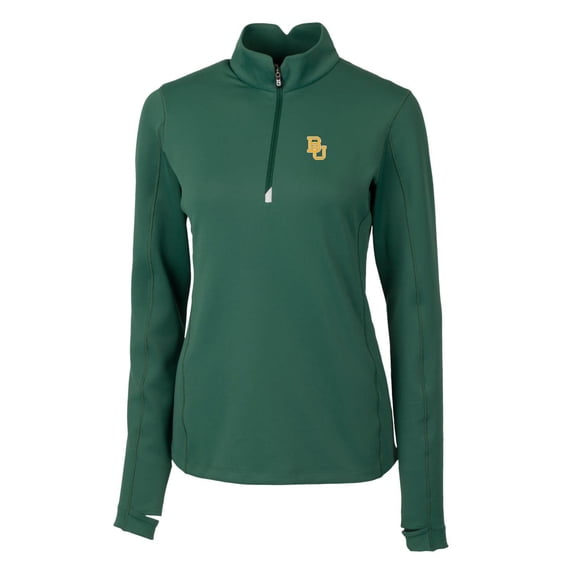 Women's Cutter & Buck Green Baylor Bears Traverse Half-Zip Pullover Jacket