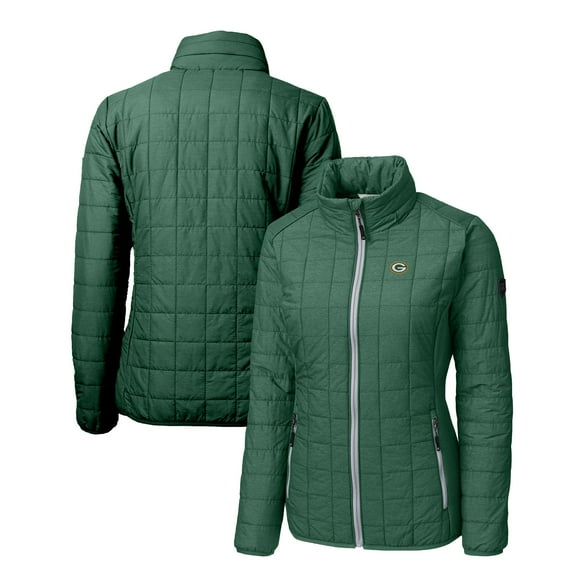 Women's Cutter & Buck Green Green Bay Packers Rainier PrimaLoft Eco Insulated Full-Zip Puffer Jacket