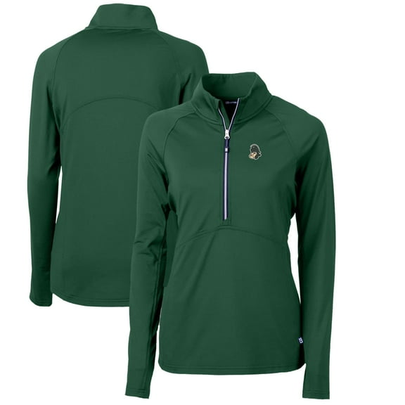 Women's Cutter & Buck Green Michigan State Spartans Adapt Eco Knit Stretch Recycled Half-Zip Pullover Top
