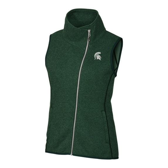 Women's Cutter & Buck Green Michigan State Spartans Mainsail Full-Zip Vest