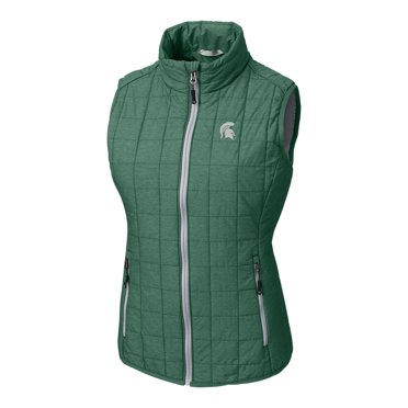 Women's Cutter & Buck Green Michigan State Spartans Rainier Full-Zip Puffer Vest
