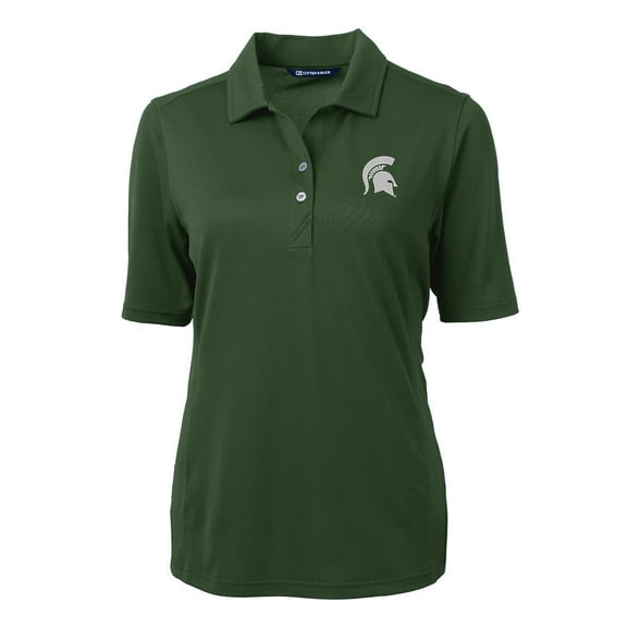 Women's Cutter & Buck Green Michigan State Spartans Virtue Eco Pique Recycled Polo