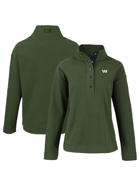 Women's Cutter & Buck Green Washington Commanders Hunts Point Eco Half-Snap Sweatshirt