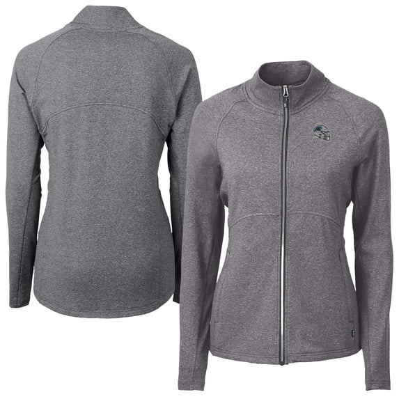 Women's Cutter & Buck Heather Black Carolina Panthers Adapt Eco Knit Heather Full-Zip Jacket