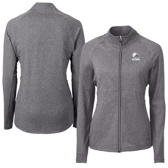Women's Cutter & Buck Heather Black Cleveland Browns Adapt Eco Knit Heather Recycled Full-Zip Jacket