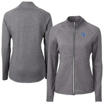 Women's Cutter & Buck Heather Black Los Angeles Rams Adapt Eco Knit Heather Full-Zip Jacket