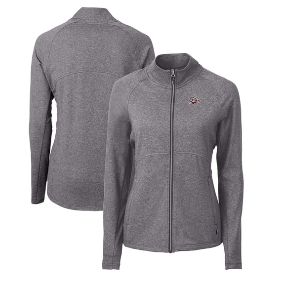 Women's Cutter & Buck Heather Black Montana Grizzlies Adapt Eco Knit Heather Recycled Full-Zip Jacket