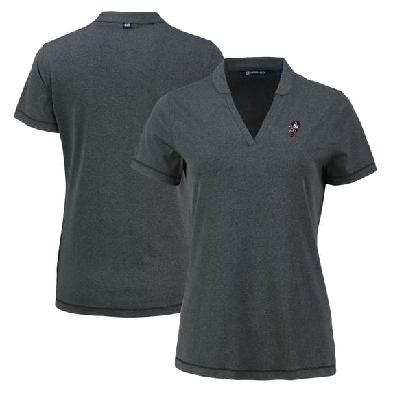 Women's Cutter & Buck Heather Black Ohio State Buckeyes Vintage Logo Forge Heathered Stretch Blade Top