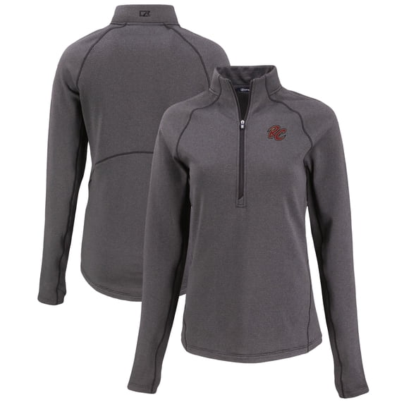 Women's Cutter & Buck Heather Black Sacramento River Cats Peshastin Eco Fleece Recycled Half-Zip Pullover Top