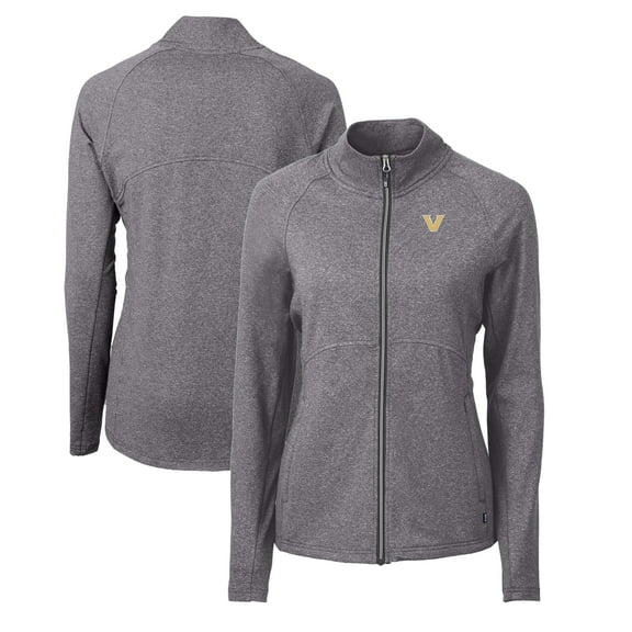 Women's Cutter & Buck  Heather Black Vanderbilt Commodores Adapt Eco Knit Heather Recycled Full-Zip Jacket