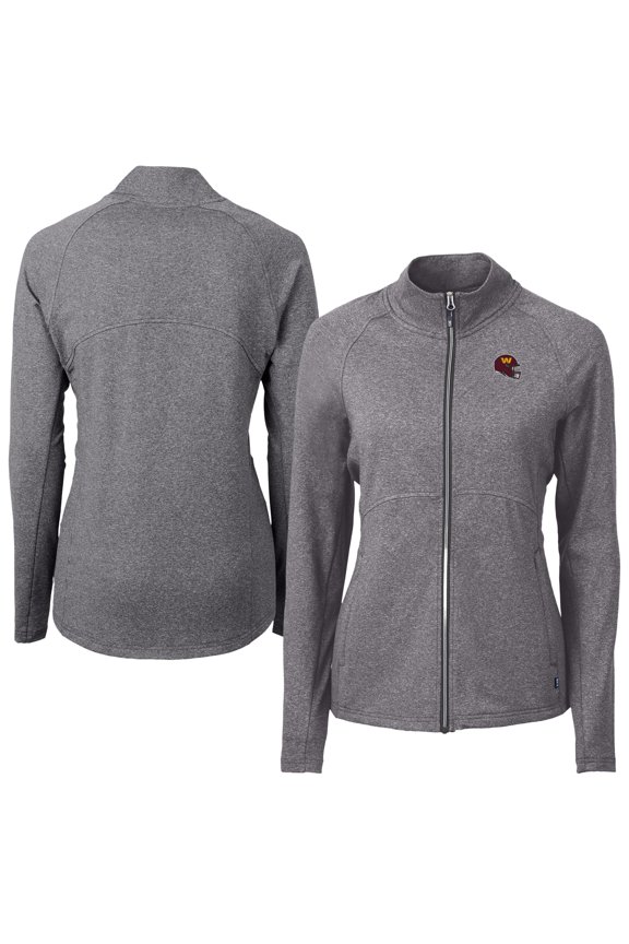 Women's Cutter & Buck Heather Black Washington Commanders Adapt Eco Knit Heather Full-Zip Jacket