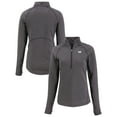 thumbnail image 1 of Women's Cutter & Buck Heather Black Washington Commanders  Peshastin Eco Fleece Recycled Tri-Blend Raglan Half-Zip, 1 of 3