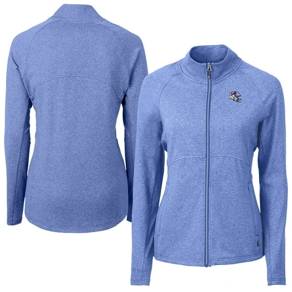 Women's Cutter & Buck Heather Blue Buffalo Bills Adapt Eco Knit Heather Full-Zip Jacket