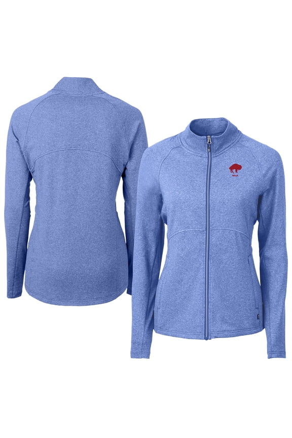 Women's Cutter & Buck Heather Blue Buffalo Bills Adapt Eco Knit Heather Full-Zip Jacket