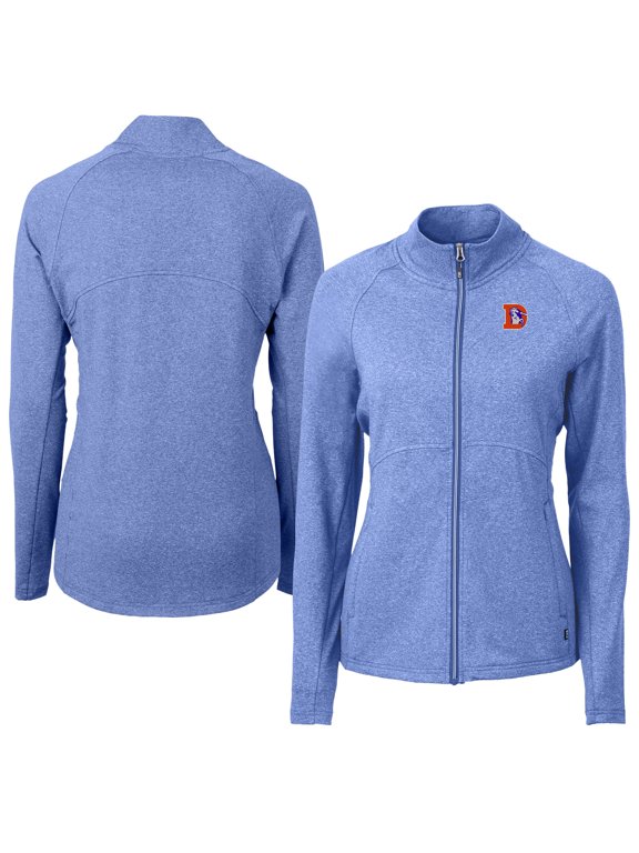 Women's Cutter & Buck Heather Blue Denver Broncos Adapt Eco Knit Heather Full-Zip Jacket