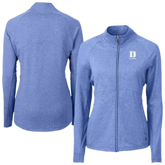 Women's Cutter & Buck Heather Blue Duke Blue Devils Adapt Eco Knit Recycled Full-Zip Jacket