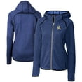 thumbnail image 1 of Women's Cutter & Buck  Heather Blue Frisco RoughRiders Mainsail Sweater Knit Raglan Full-Zip Hoodie, 1 of 3