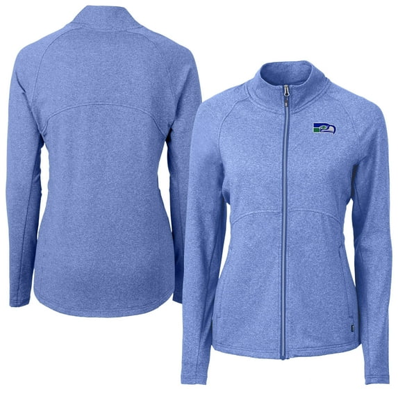 Women's Cutter & Buck Heather Blue Seattle Seahawks Adapt Eco Knit Heather Full-Zip Jacket