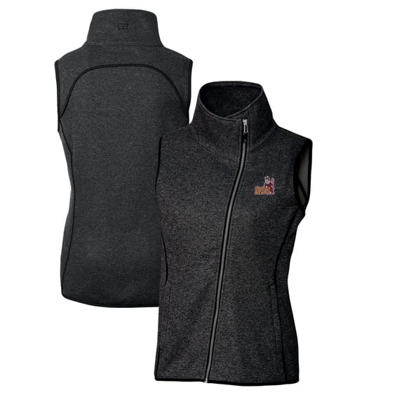 Women's Cutter & Buck Heather Charcoal Arizona State Sun Devils Mainsail Sweater-Knit Full-Zip Vest