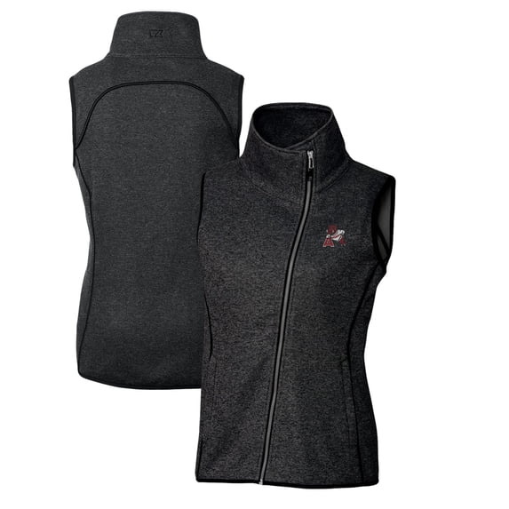 Women's Cutter & Buck Heather Charcoal Arkansas Razorbacks Mainsail Sweater-Knit Full-Zip Vest