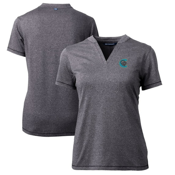 Women's Cutter & Buck Heather Charcoal Charlotte Knights Forge DryTec Heathered Stretch Blade Top
