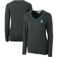 thumbnail image 1 of Women's Cutter & Buck Heather Charcoal Detroit Lions Throwback Logo Lakemont Tri-Blend V-Neck Sweater, 1 of 3