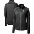 thumbnail image 1 of Women's Cutter & Buck Heather Charcoal Houston Oilers Throwback Logo Mainsail Sweater Knit Fleece Full-Zip Jacket, 1 of 3
