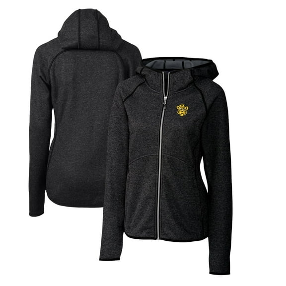 Women's Cutter & Buck Heather Charcoal Missouri Tigers Mainsail Sweater-Knit Full-Zip Hoodie