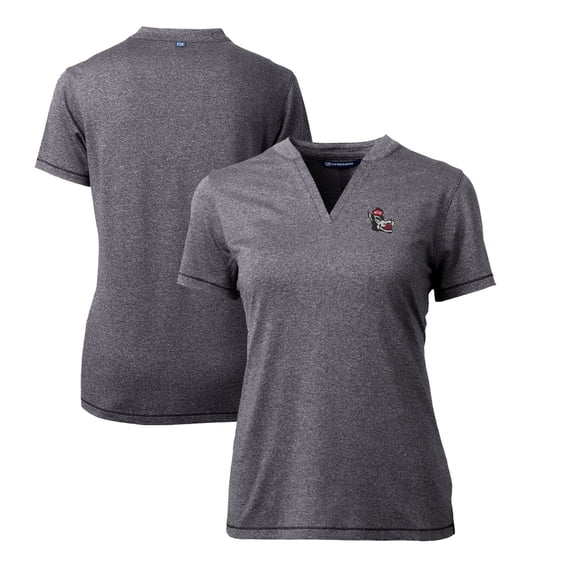 Women's Cutter & Buck Heather Charcoal NC State Wolfpack Forge Stretch Blade V-Neck Top