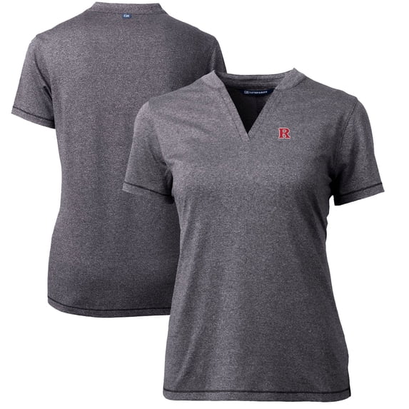 Women's Cutter & Buck Heather Charcoal Rutgers Scarlet Knights Forge Blade V-Neck Top