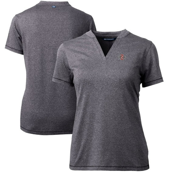 Women's Cutter & Buck Heather Charcoal San Diego State Aztecs Forge Blade V-Neck Top