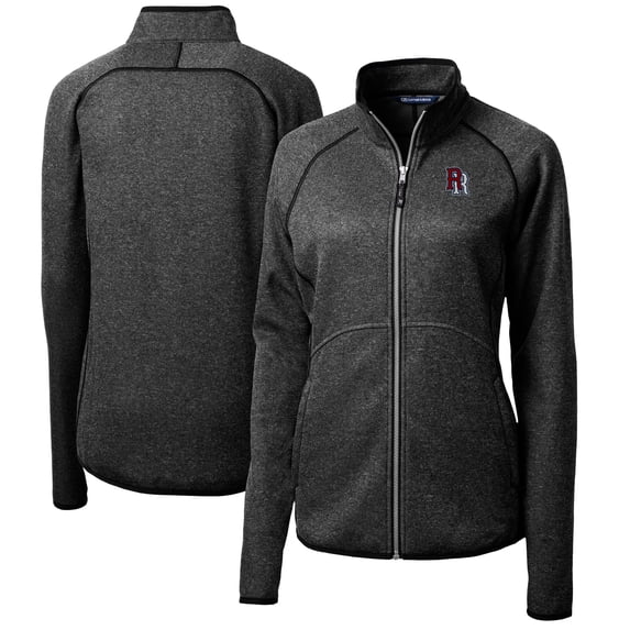 Women's Cutter & Buck Heather Charcoal Springfield Cardinals Mainsail Sweater-Knit Full-Zip Jacket