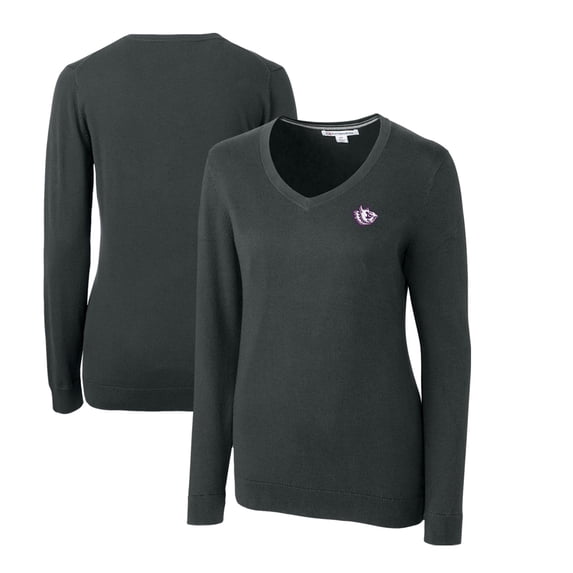 Women's Cutter & Buck Heather Charcoal TCU Horned Frogs Lakemont Tri-Blend V-Neck Pullover Sweater