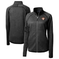 thumbnail image 1 of Women's Cutter & Buck  Heather Charcoal Texas Longhorns Vault Mainsail Sweater-Knit Full-Zip Jacket, 1 of 3