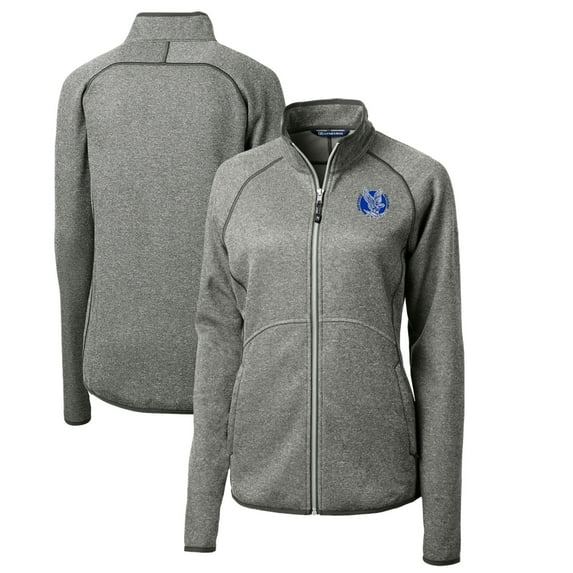 Women's Cutter & Buck Heather Gray Air Force Falcons Mainsail Sweater-Knit Full-Zip Jacket