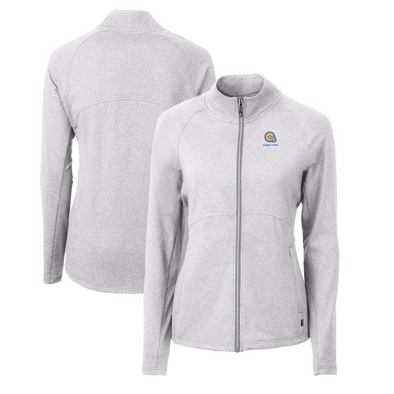 Women's Cutter & Buck Heather Gray Albany State Golden Rams Adapt Eco Knit Heather Recycled Full-Zip Jacket