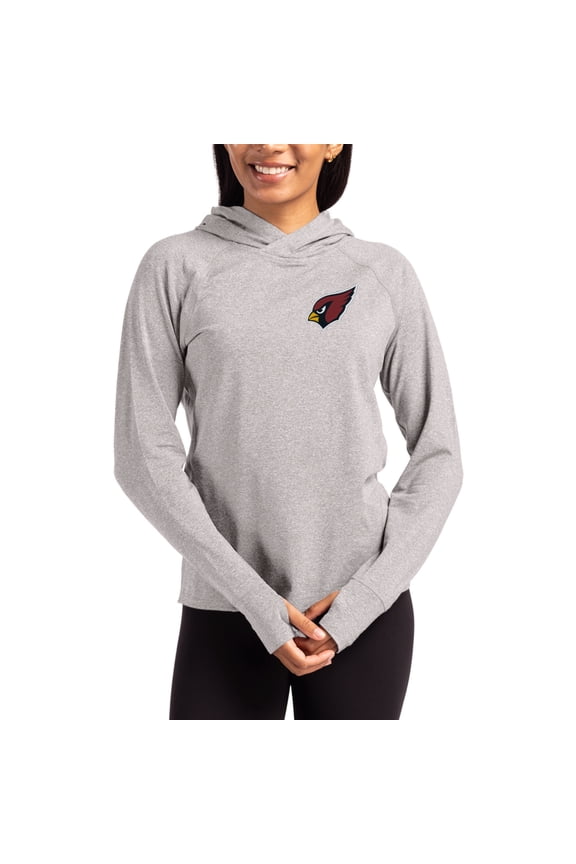 Women's Cutter & Buck Heather Gray Arizona Cardinals Primary Logo Adapt Knit Recycled Raglan Pullover Hoodie