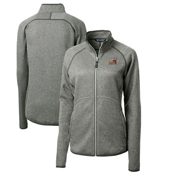 Women's Cutter & Buck Heather Gray Arizona State Sun Devils Mainsail Sweater-Knit Full-Zip Jacket