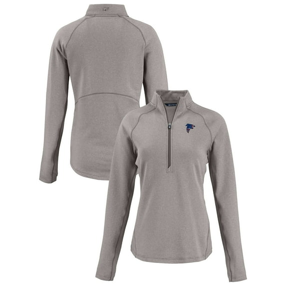 Women's Cutter & Buck Heather Gray Atlanta Falcons Americana Peshastin Eco Fleece Recycled Tri-Blend Raglan Half-Zip