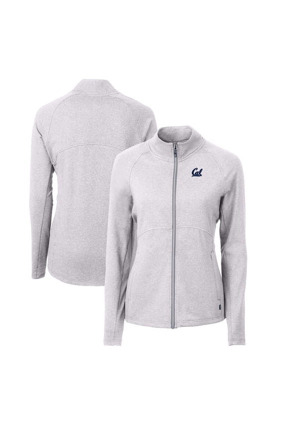 Women's Cutter & Buck Heather Gray Cal Bears Adapt Eco Knit Heather Recycled Full-Zip Jacket