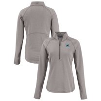 Women's Cutter & Buck Heather Gray Carolina Panthers  Peshastin Eco Fleece Recycled Tri-Blend Raglan Half-Zip Jacket