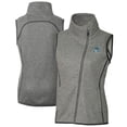 thumbnail image 1 of Women's Cutter & Buck  Heather Gray Citadel Bulldogs Vault Mainsail Sweater-Knit Full-Zip Asymmetrical Vest, 1 of 3