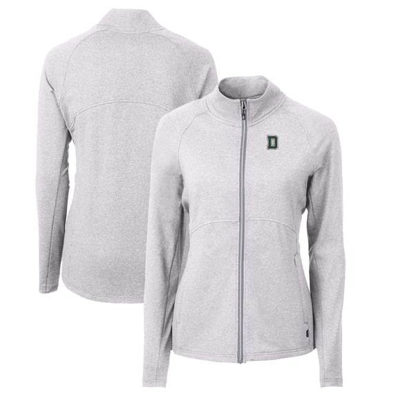 Women's Cutter & Buck Heather Gray Dartmouth Big Green Adapt Eco Knit Heather Recycled Full-Zip Jacket