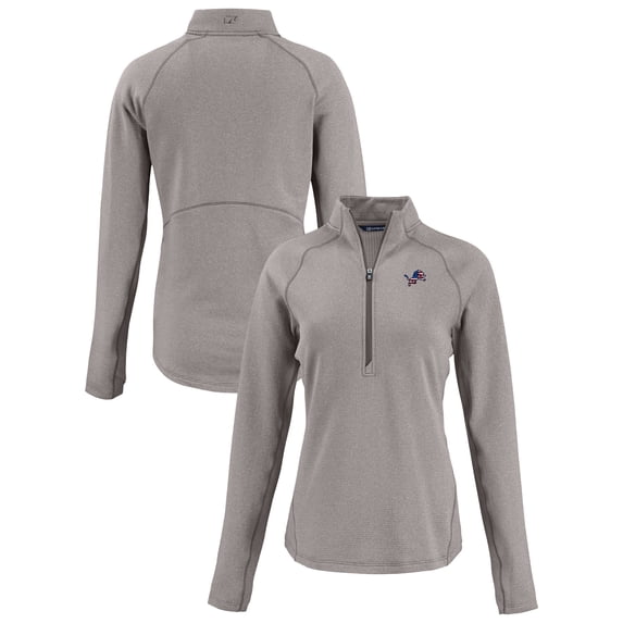 Women's Cutter & Buck Heather Gray Detroit Lions Americana Peshastin Eco Fleece Recycled Tri-Blend Raglan Half-Zip