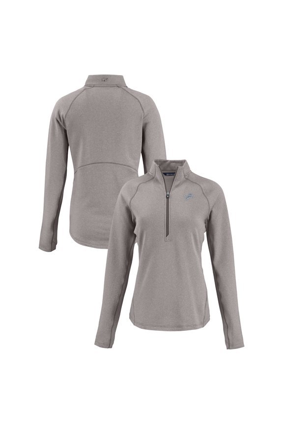 Women's Cutter & Buck Heather Gray Detroit Lions Peshastin Eco Fleece Recycled Tri-Blend Raglan Half-Zip Jacket