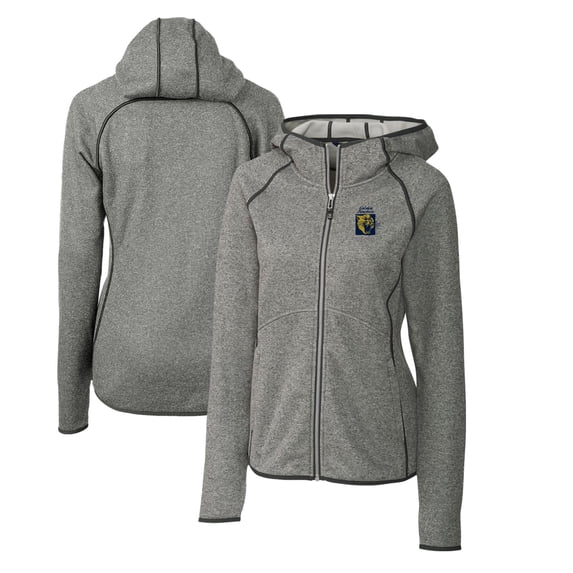 Women's Cutter & Buck Heather Gray FIU Panthers Mainsail Sweater-Knit Full-Zip Hoodie