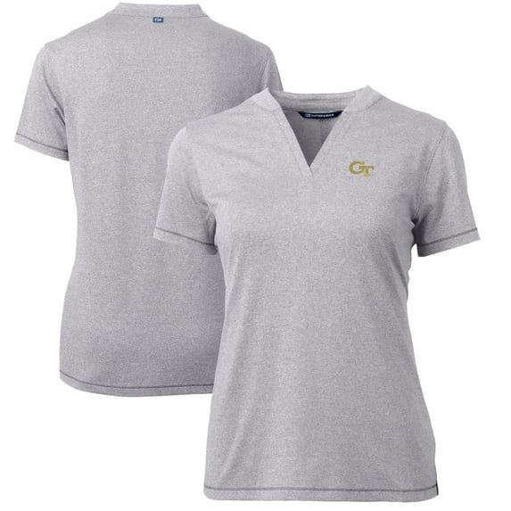 Women's Cutter & Buck Heather Gray Georgia Tech Yellow Jackets Forge Blade V-Neck Top