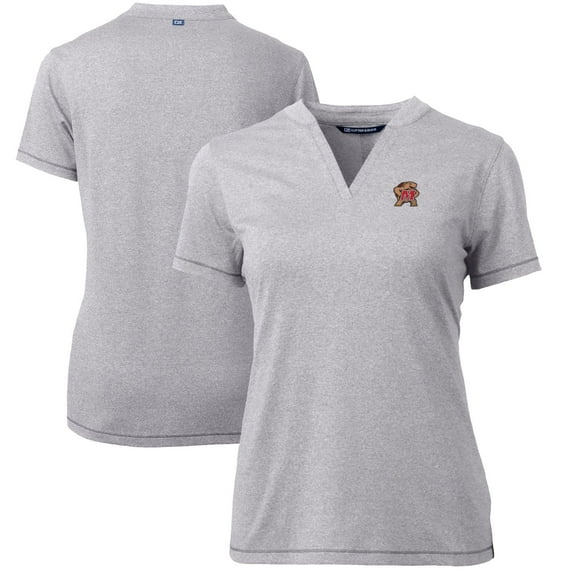 Women's Cutter & Buck Heather Gray Maryland Terrapins Forge Blade V-Neck Top