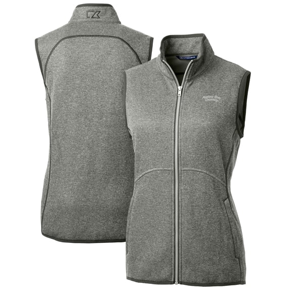 Women's Cutter & Buck Heather Gray Montana State Bobcats Mainsail Sweater-Knit Full-Zip Vest